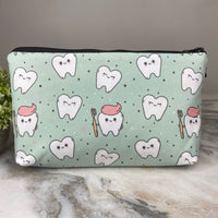 Pouch - Tooth Toothbrush & Toothpaste on Mint - Winter Sunshine Marketplace