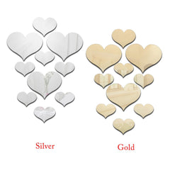 10pcs Love Heart Mirror Wall Stickers Acrylic Art Wall Decals Diy Artistic Craft Wall Ornament Room Mural Home Wedding Decor - Winter Sunshine Marketplace