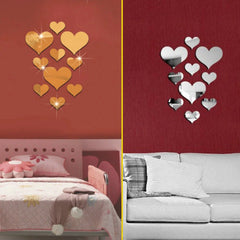 10pcs Love Heart Mirror Wall Stickers Acrylic Art Wall Decals Diy Artistic Craft Wall Ornament Room Mural Home Wedding Decor - Winter Sunshine Marketplace