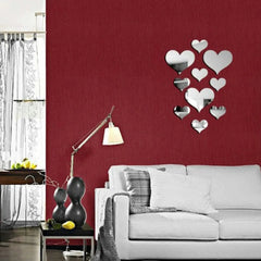 10pcs Love Heart Mirror Wall Stickers Acrylic Art Wall Decals Diy Artistic Craft Wall Ornament Room Mural Home Wedding Decor - Winter Sunshine Marketplace