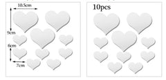 10pcs Love Heart Mirror Wall Stickers Acrylic Art Wall Decals Diy Artistic Craft Wall Ornament Room Mural Home Wedding Decor - Winter Sunshine Marketplace