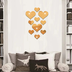 10pcs Love Heart Mirror Wall Stickers Acrylic Art Wall Decals Diy Artistic Craft Wall Ornament Room Mural Home Wedding Decor - Winter Sunshine Marketplace