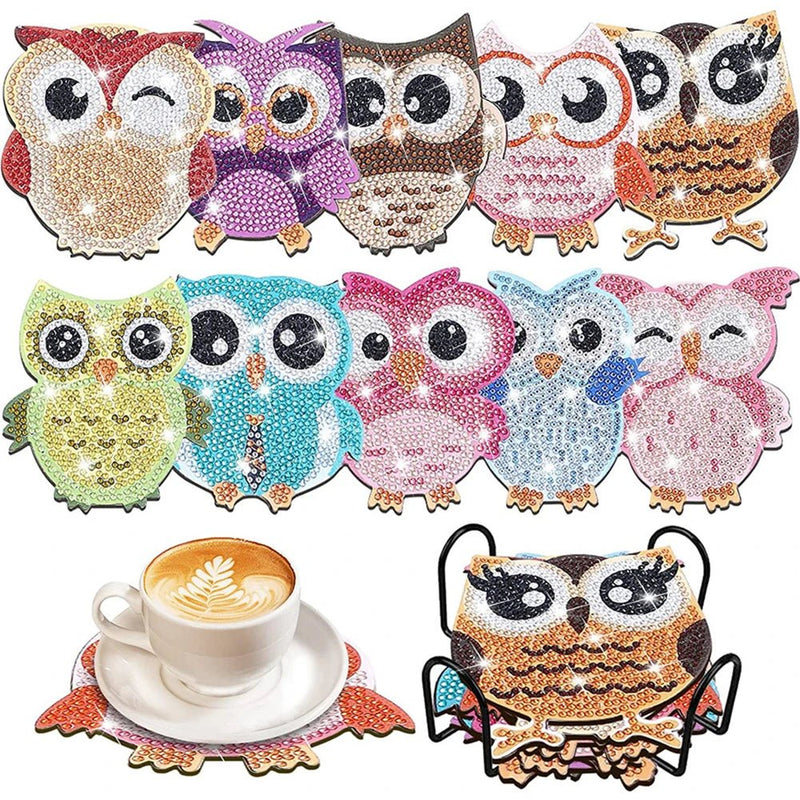 10Pcs Owl Coasters Diamond Painting - Winter Sunshine Marketplace