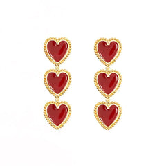 3 Red Hearts Earrings - Winter Sunshine Marketplace