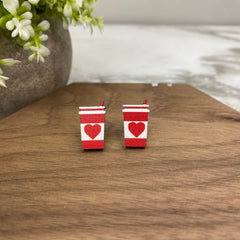 Wooden Stud Earrings - Valentine’s Day - #3