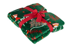 Blanket Holly Santa Green