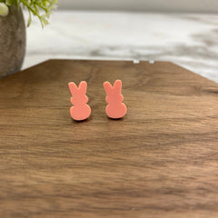 Acrylic Stud Earrings - Easter - Bunny - Coral