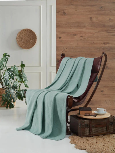 Aksu Brighton Collection Cotton TV Blanket, Mint