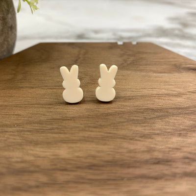 Acrylic Stud Earrings - Easter - Bunny - Cream - Winter Sunshine Marketplace