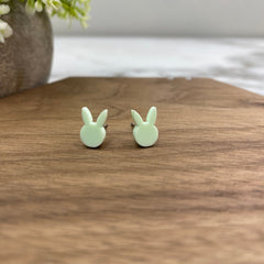 Acrylic Stud Earrings - Easter - Bunny Head - Light Green - Winter Sunshine Marketplace