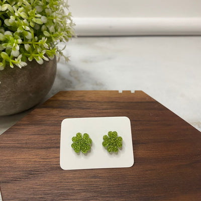 Acrylic Stud Earrings - Light Green Clover - Winter Sunshine Marketplace