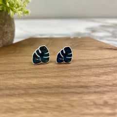 Acrylic Stud Earrings - Monstera Leaf - Winter Sunshine Marketplace