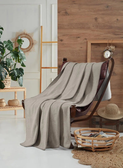 Aksu Brighton Collection Cotton TV Blanket, Gray - Winter Sunshine Marketplace