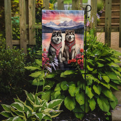 Alaskan Malamute Two Hearts Garden Flag - Winter Sunshine Marketplace