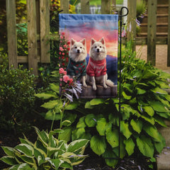 American Eskimo Two Hearts Garden Flag - Winter Sunshine Marketplace