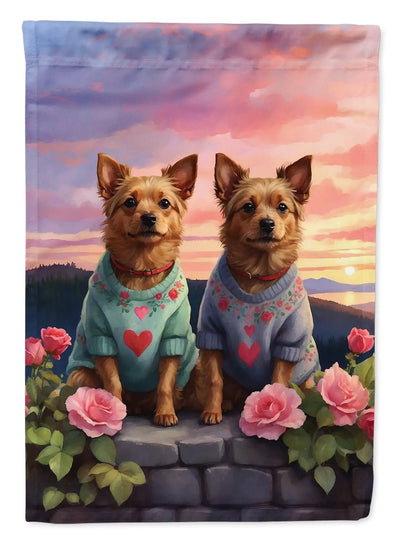 Australian Terrier Two Hearts Garden Flag - Winter Sunshine Marketplace