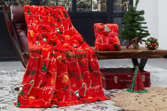 Blanket Holly Santa Red