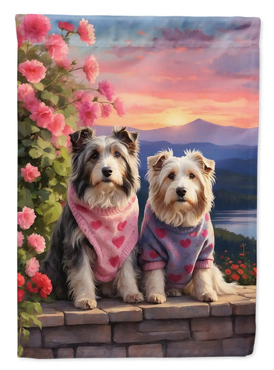 Bearded Collie Two Hearts Garden Flag - Winter Sunshine Marketplace