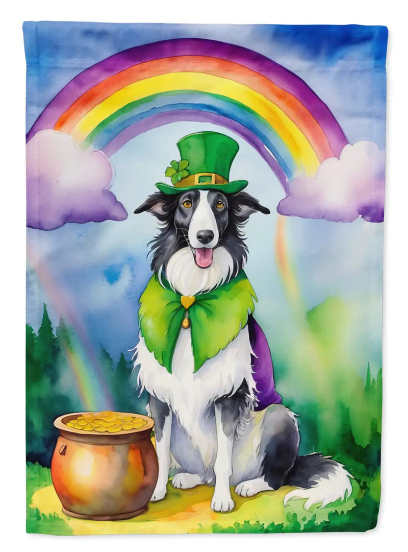 Borzoi St Patrick's Day Garden Flag - Winter Sunshine Marketplace