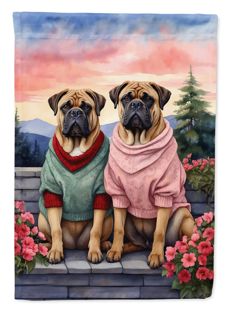 Bullmastiff Two Hearts Garden Flag - Winter Sunshine Marketplace