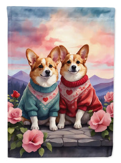 Corgi Two Hearts Garden Flag - Winter Sunshine Marketplace