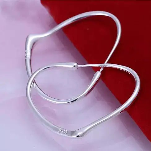 CRAZY LOVE Sterling Silver Heart Hoop Earrings - Winter Sunshine Marketplace