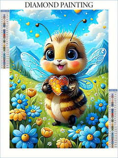 Cute Bee With Flower Diamond Painting - Winter Sunshine Marketplace