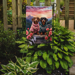 Dachshund Two Hearts Garden Flag - Winter Sunshine Marketplace