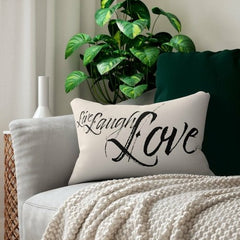 Decorative Lumbar Throw Pillow, Live Laugh Love - Beige - Winter Sunshine Marketplace