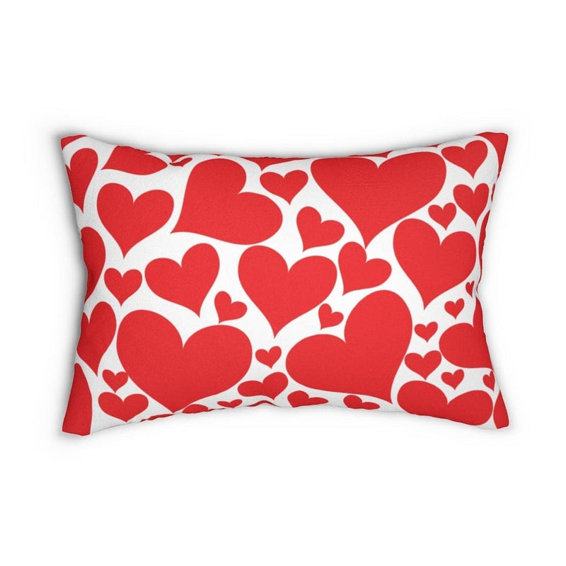 Decorative Lumbar Throw Pillow, Love Red Hearts Pattern - Winter Sunshine Marketplace