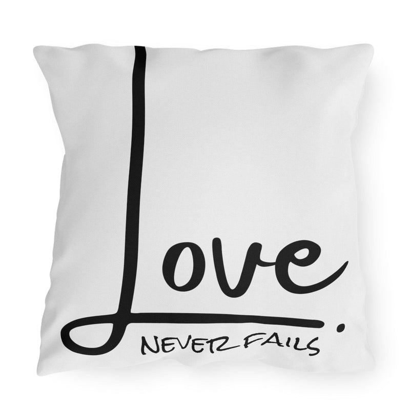 Decorative Throw Pillow Cover, Love Never Fails - Winter Sunshine Marketplace