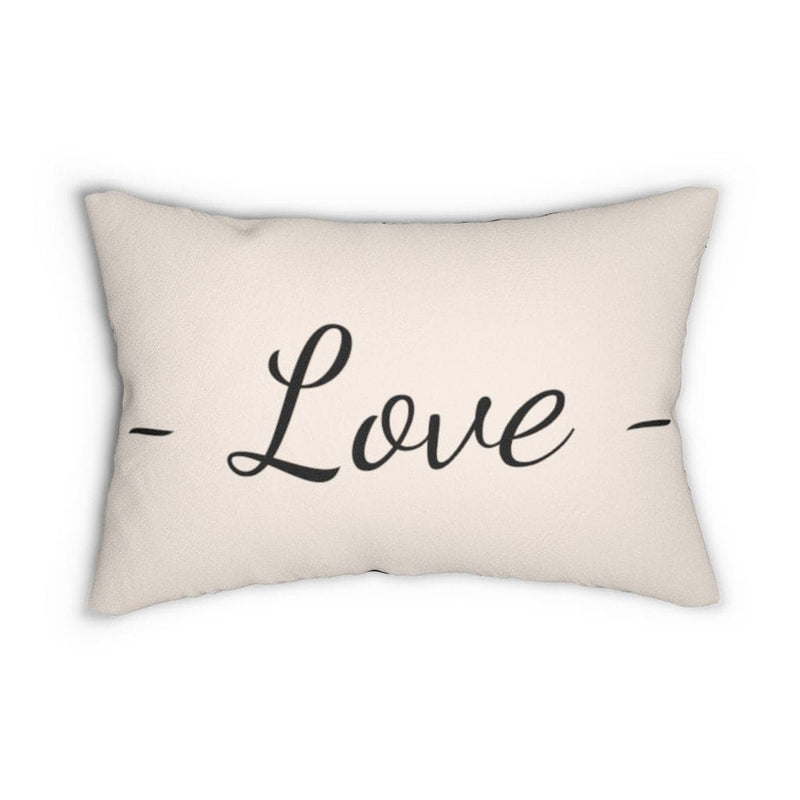 Decorative Lumbar Throw Pillow, Love - Beige