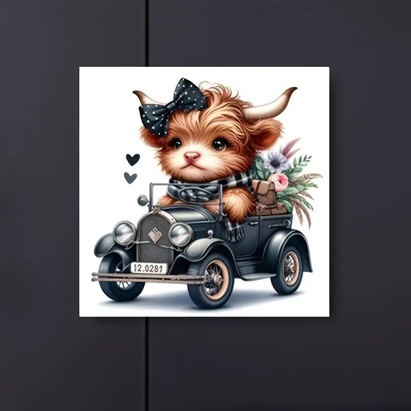 Diamond Painting Cow in Car - Winter Sunshine Marketplace