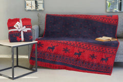 Dolce Bonita Home Cotton TV Blanket Deer, Red - Winter Sunshine Marketplace