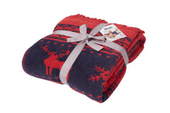 Dolce Bonita Home Cotton TV Blanket Deer, Red - Winter Sunshine Marketplace