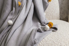 Dolce Bonita Home Single Pom - pom Pique Blanket Gray - Winter Sunshine Marketplace