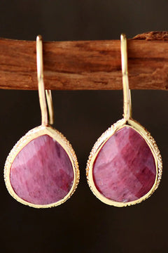 Handmade Natural Stone Teardrop Earrings - Winter Sunshine Marketplace