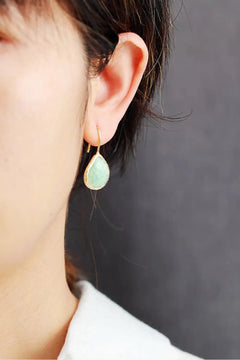 Handmade Natural Stone Teardrop Earrings - Winter Sunshine Marketplace