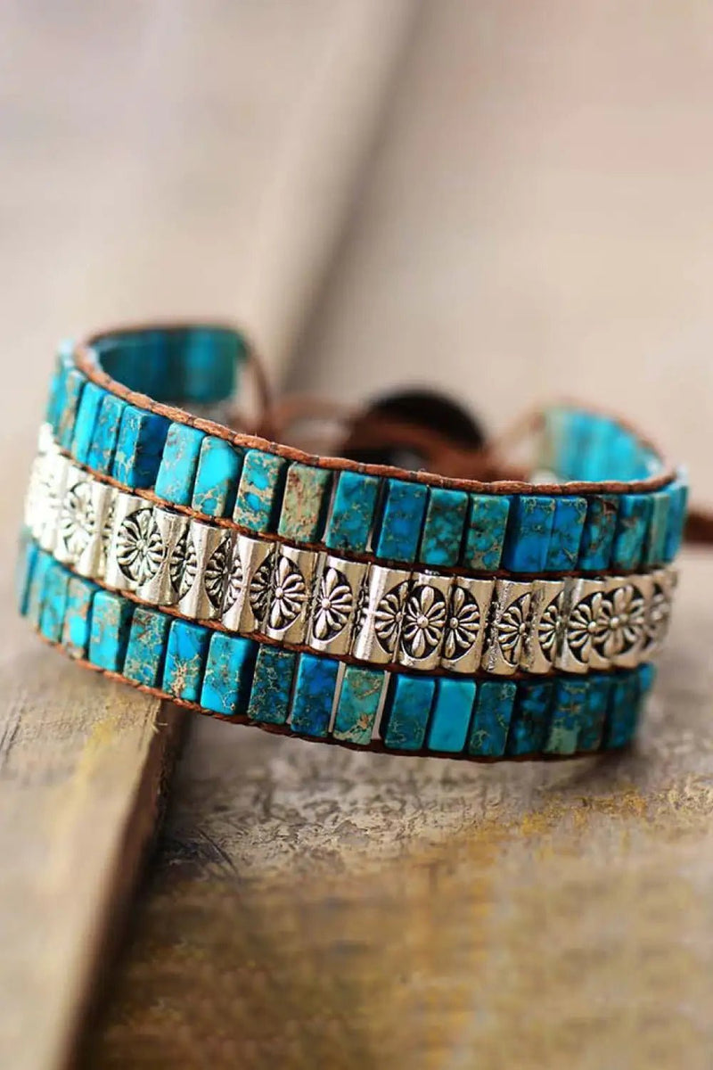 Handmade Triple Layer Natural Stone Bracelet - Winter Sunshine Marketplace