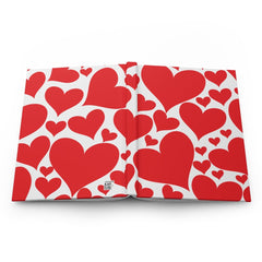 Hardcover Journal - Lined Notebook / Love Red Hearts - Winter Sunshine Marketplace