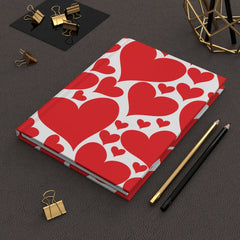 Hardcover Journal - Lined Notebook / Love Red Hearts - Winter Sunshine Marketplace