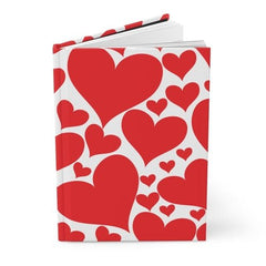 Hardcover Journal - Lined Notebook / Love Red Hearts - Winter Sunshine Marketplace