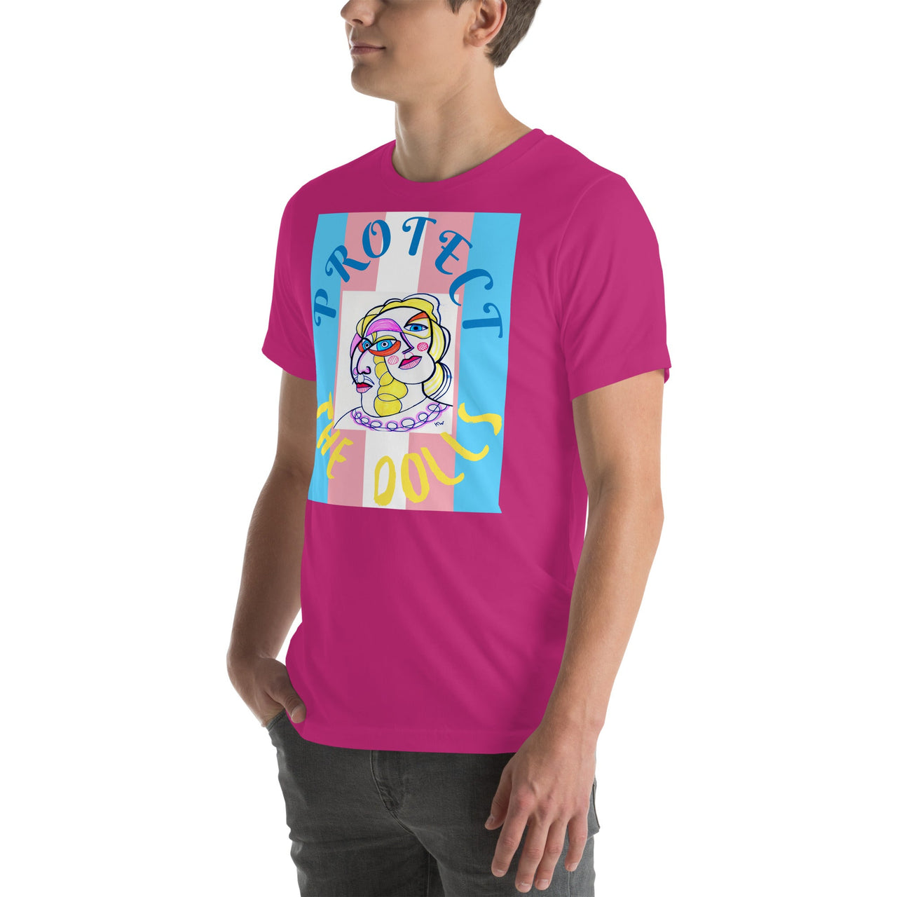 KW Gallery Wearable Art Tee 🏳️‍🌈 “Protect the Dolls” Pride Edition Tee C - Winter Sunshine Marketplace