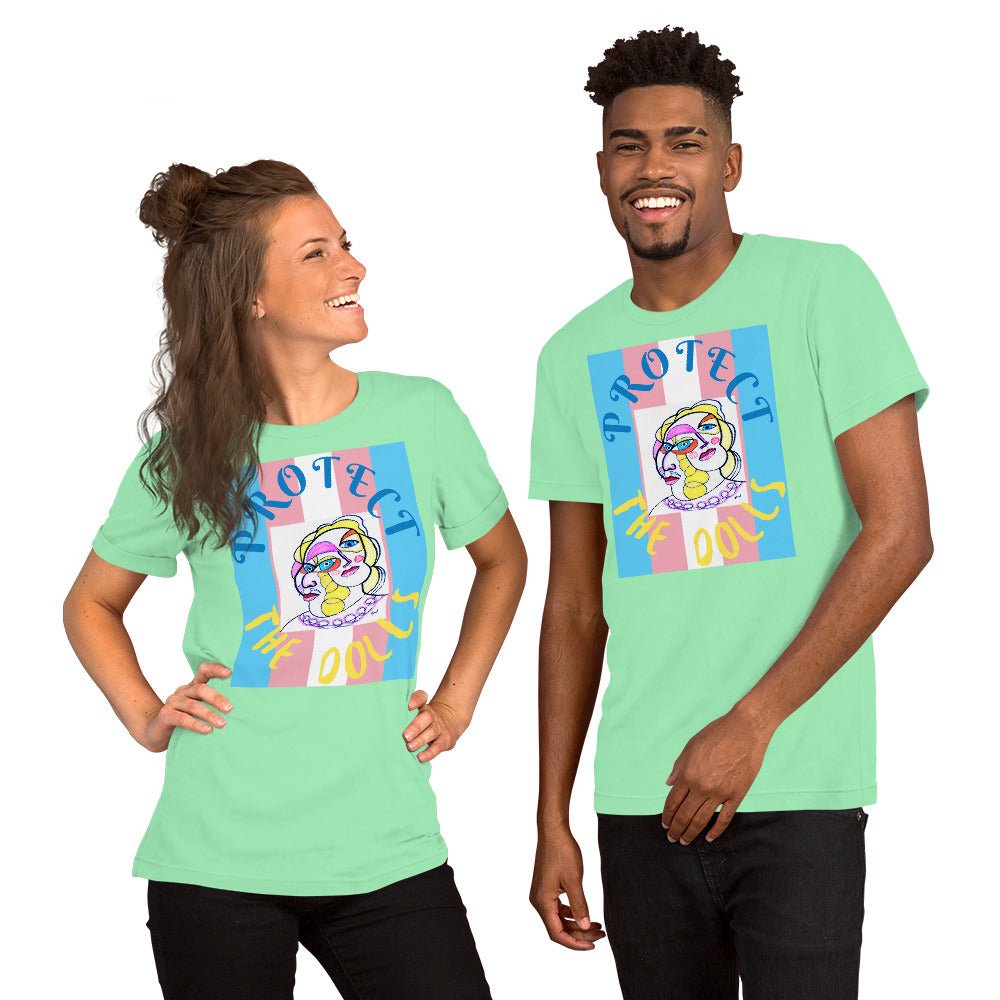 KW Gallery Wearable Art Tee 🏳️‍🌈 “Protect the Dolls” Pride Edition Tee C - Winter Sunshine Marketplace