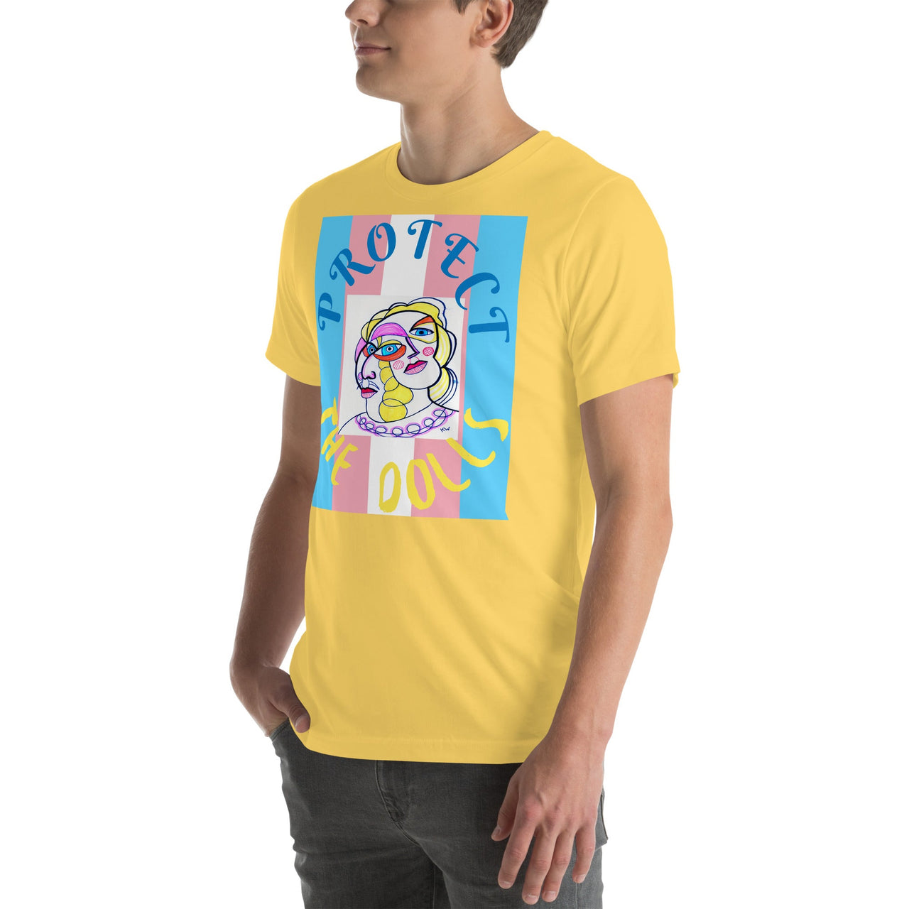 KW Gallery Wearable Art Tee 🏳️‍🌈 “Protect the Dolls” Pride Edition Tee C - Winter Sunshine Marketplace