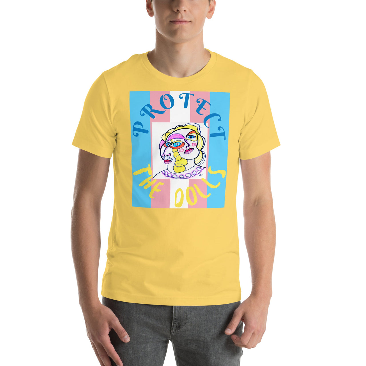 KW Gallery Wearable Art Tee 🏳️‍🌈 “Protect the Dolls” Pride Edition Tee C - Winter Sunshine Marketplace