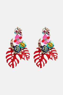 Leaf & Flower Shape Zinc Alloy Dangle Earrings - Winter Sunshine Marketplace