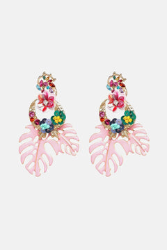 Leaf & Flower Shape Zinc Alloy Dangle Earrings - Winter Sunshine Marketplace