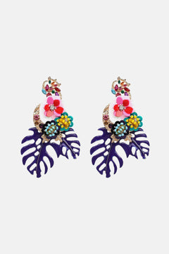 Leaf & Flower Shape Zinc Alloy Dangle Earrings - Winter Sunshine Marketplace