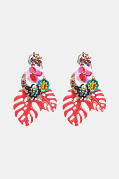 Leaf & Flower Shape Zinc Alloy Dangle Earrings - Winter Sunshine Marketplace